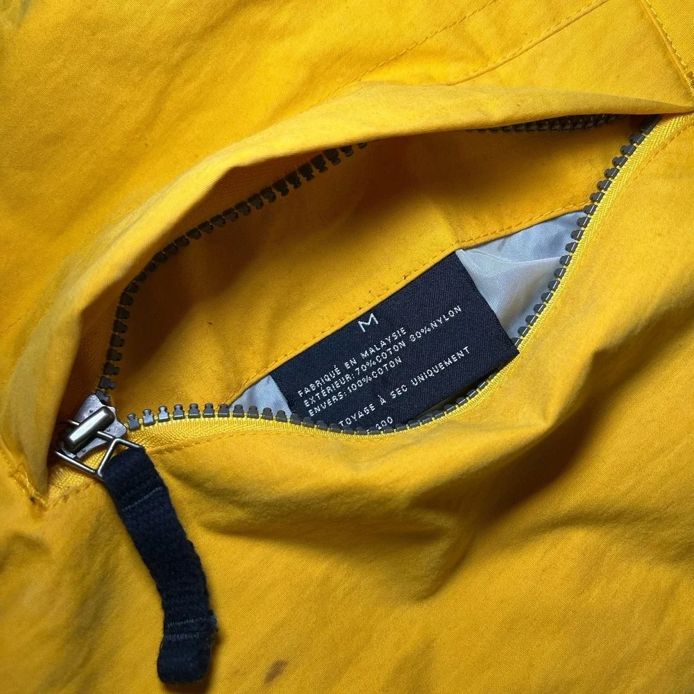 Nautica Jacket Men Size Medium Yellow Blue Reversible Windbreaker Hooded Zip VTG